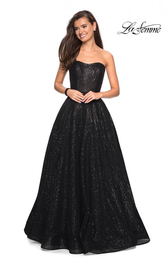 Picture of: Black Strapless Fully sequin Formal Prom Gown in Black, Style: 27467, Main Picture