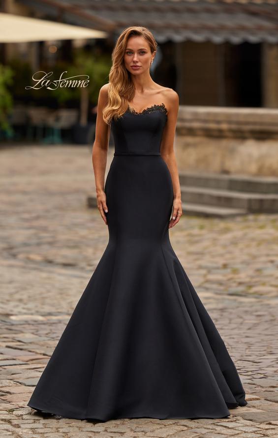 Black Picture of: Strapless Mermaid Gown with Lace-Trimmed Sweetheart Neckline in Black, Style: 33438, Main Picture