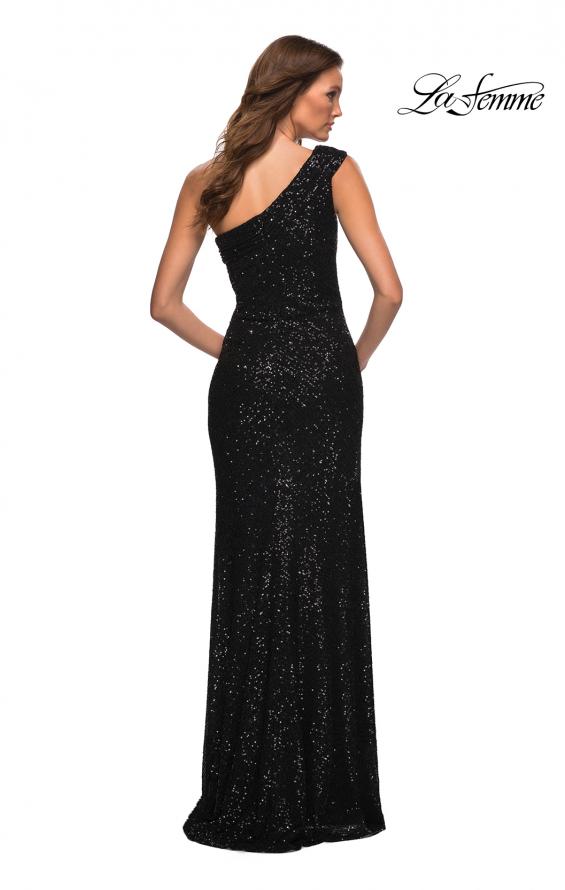 Picture of: One Shoulder Gown in Elegant Soft Sequin Fabric in Black, Detail Picture 8