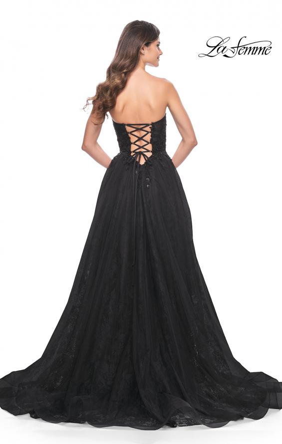 Picture of: A-Line Gown with Lace Lining and Beaded Embellishments in Black, Style: 31954, Detail Picture 8