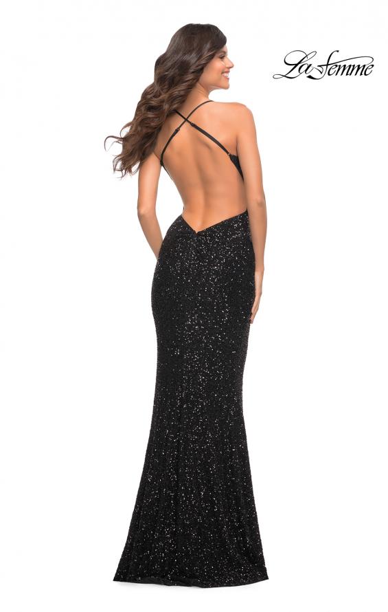 Picture of: Luxurious Soft Sequin Dress with V Neckline in Black, Style: 30523, Detail Picture 9