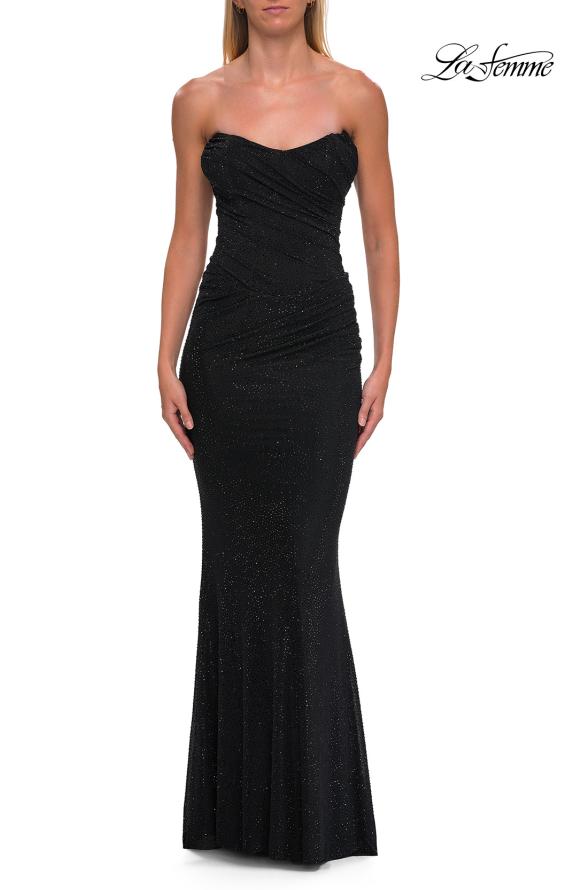 Picture of: Strapless Rhinestone Fitted Gown with Sweetheart Neckline in Black, Style: 33379, Detail Picture 9