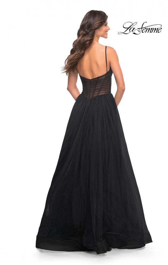 Picture of: Tulle A-line Prom Dress with Corset Sheer Bodice in Black, Style: 30334, Detail Picture 10