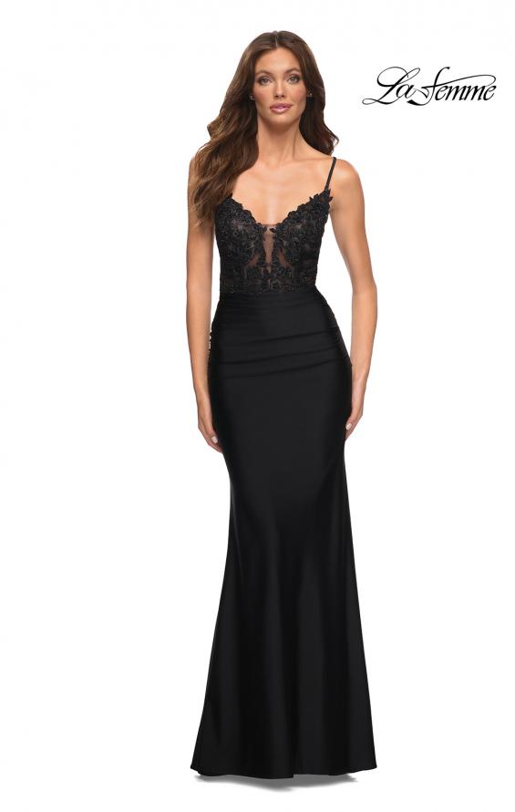 Picture of: Prom Dress with Beautiful Lace Bodice and Jersey Skirt in Black, Style: 30466, Detail Picture 10