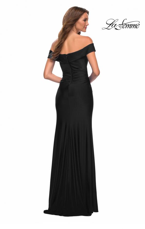 Picture of: Off the Shoulder Long Jersey Gown with Ruffle in Black, Style: 30703, Detail Picture 10