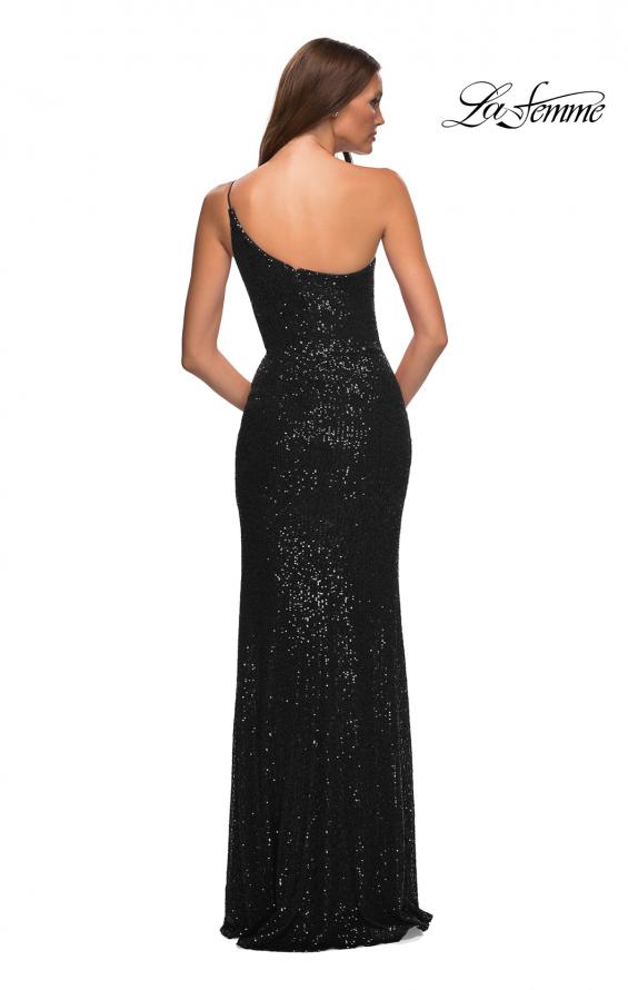 Picture of: Simple One Shoulder Long Sequin Evening Gown in Black, Style: 30391, Detail Picture 11