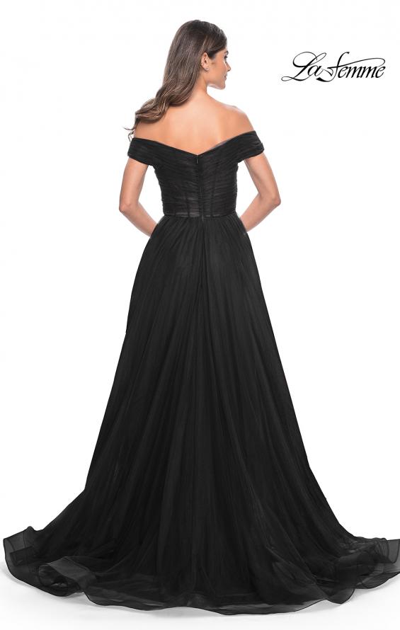 Picture of: A-Line Tulle Prom Dress with Off the Shoulder Top in Black, Style: 30498, Detail Picture 11