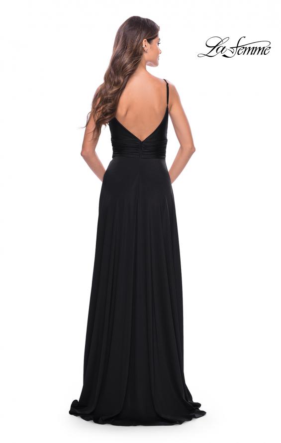 Picture of: Versatile Long Jersey Gown with V and Slit in Black, Style: 31090, Detail Picture 12