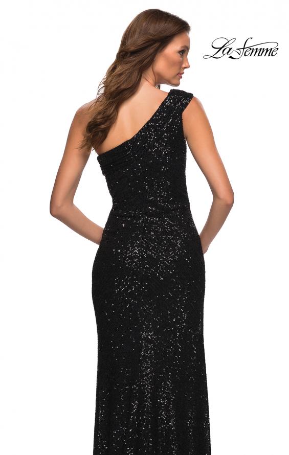 Picture of: One Shoulder Gown in Elegant Soft Sequin Fabric in Black, Detail Picture 13
