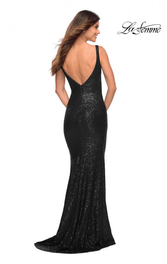 Picture of: Long Stretch Sequin Gown with Low Back in Black, Style: 30187, Detail Picture 13
