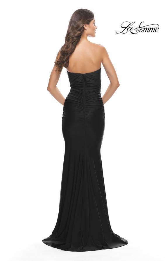 Picture of: Elegant Ruched Strapless Gown with Deep V in Black, Style: 31226, Detail Picture 13