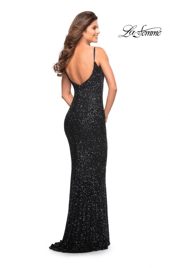 Picture of: Lovely Long Soft Sequin Dress with Scoop Neck in Black, Style: 30707, Detail Picture 14