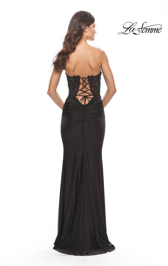 Picture of: Sweetheart Strapless Jersey Gown with Lace Sheer Bodice in Black, Style: 31180, Detail Picture 14