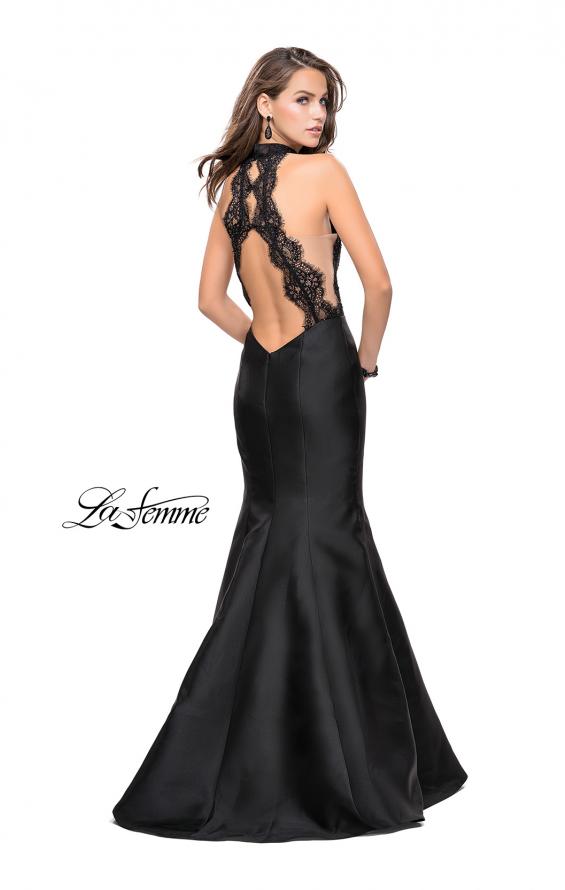 Picture of: Mermaid dress with sheer sides and open back in Black, Style: 24778, Back Picture