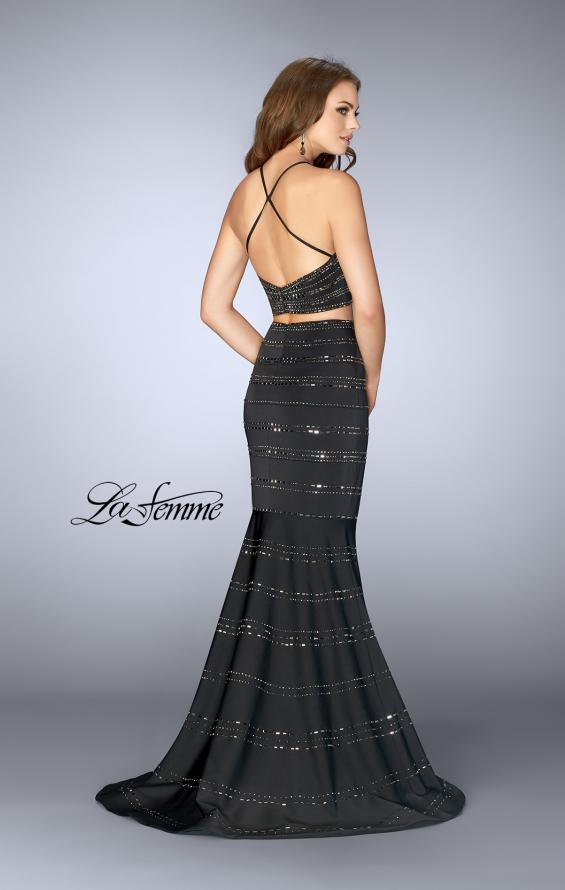 Picture of: Long Beaded Two Piece Mermaid Prom Dress in Black, Style: 24810, Back Picture