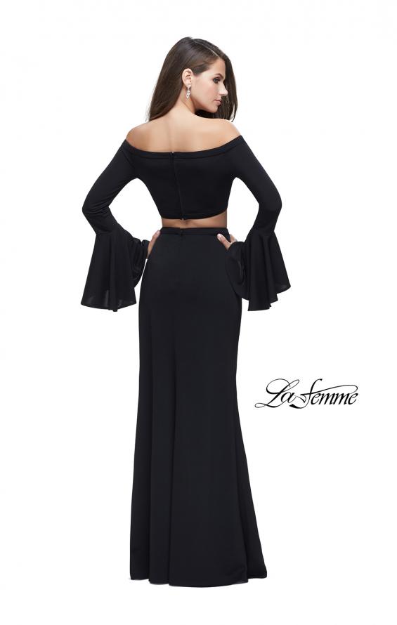 Picture of: Off the Shoulder Two Piece Dress with Flared Sleeves in Black, Style: 25261, Back Picture