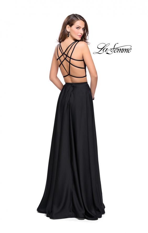 Picture of: Two Piece Prom Dress with Shorts and Strappy Back in Black, Style: 25288, Back Picture