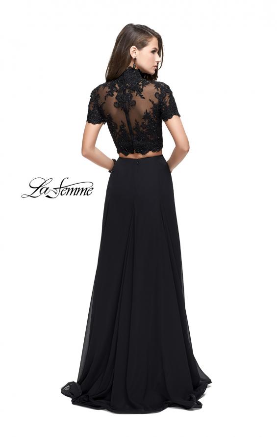 Picture of: Two Piece Dress with Beaded Lace Top and Sheer Back in Black, Style: 25401, Back Picture