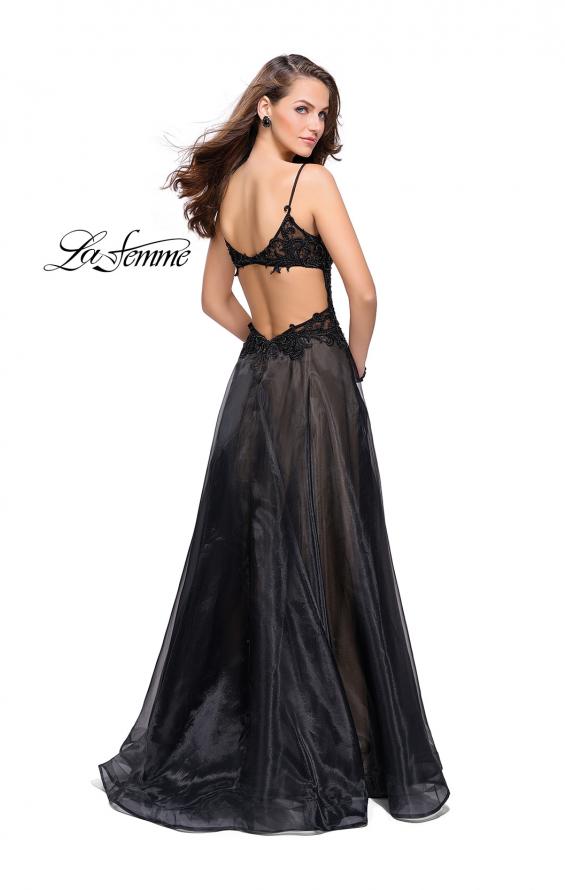 Picture of: A-line Ball Gown with Organza Skirt and Beaded Bodice in Black, Style: 25701, Back Picture