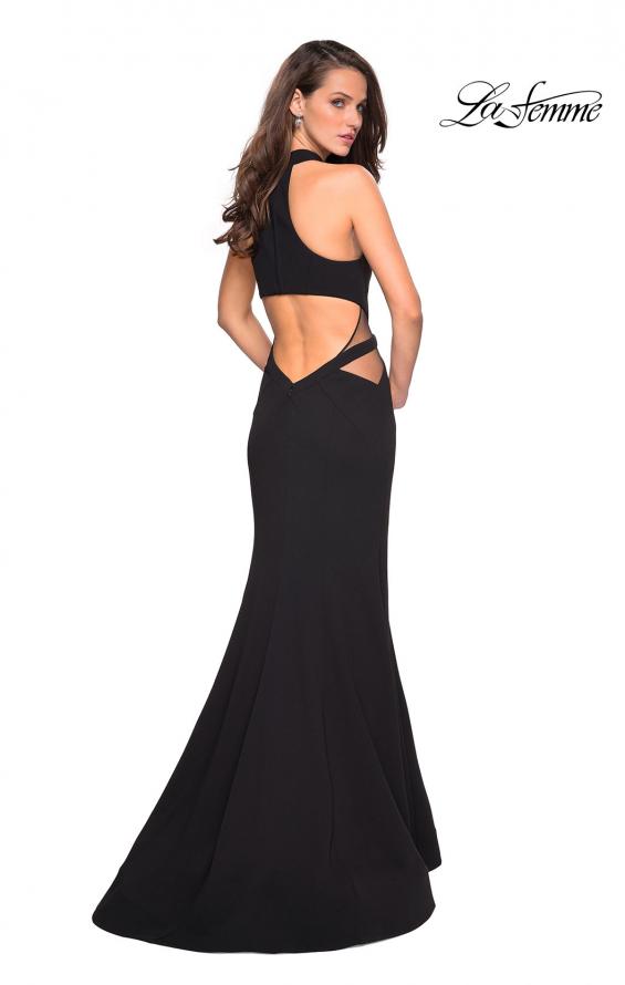 Picture of: Black Jersey Dress with High Neckline and Cut Outs in Black, Style: 27147, Back Picture