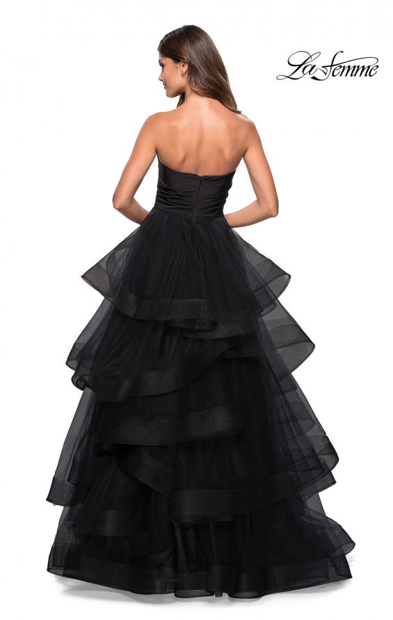 Picture of: Floor Length Strapless Tulle Ball Gown in Black, Style: 27249, Back Picture