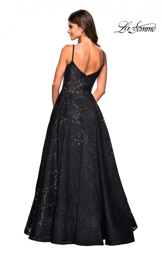 Picture of: Lace Organza Evening Gown with Sweetheart Neckline in Black, Style: 27449, Back Picture