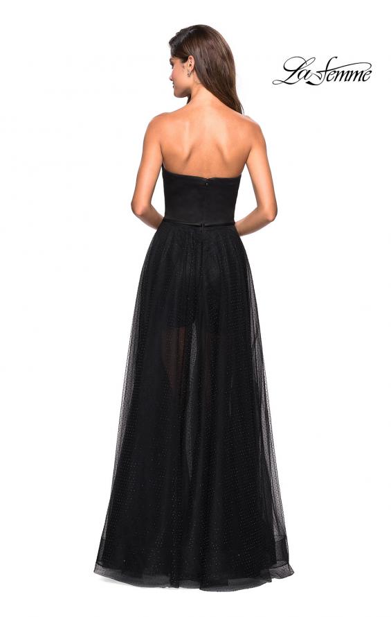 Picture of: Strapless Gown with Tulle Rhinestone Skirt and Shorts in Black, Style: 27522, Back Picture