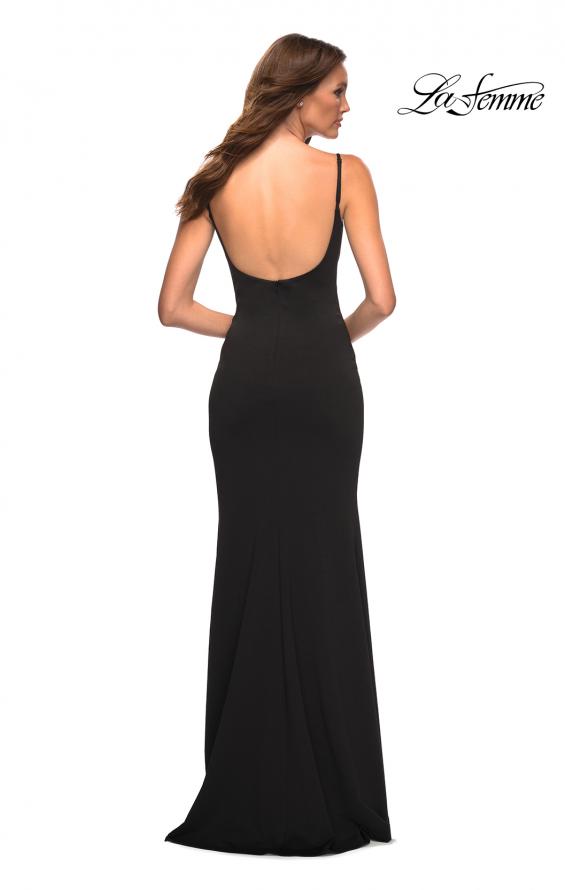 Picture of: Simple Elegant Long Jersey Dress with Scoop Neck in Black, Style: 30541, Back Picture