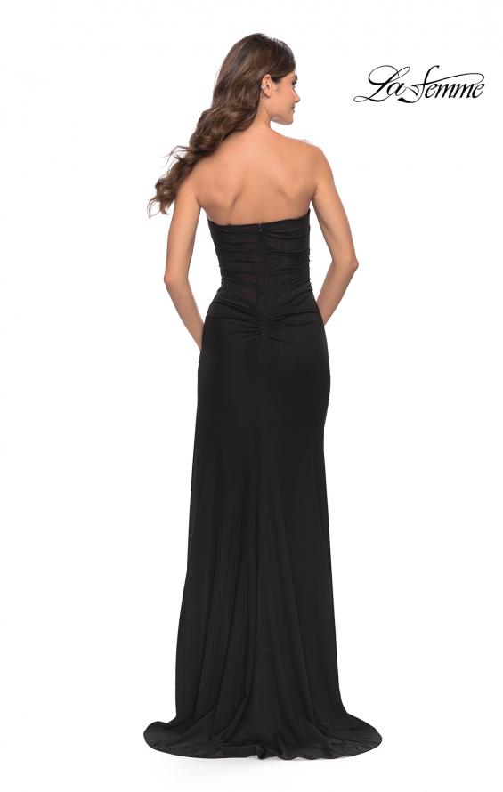 Picture of: Stunning Long Gown with Sheer Waist and High Slit in Black, Style: 31058, Back Picture
