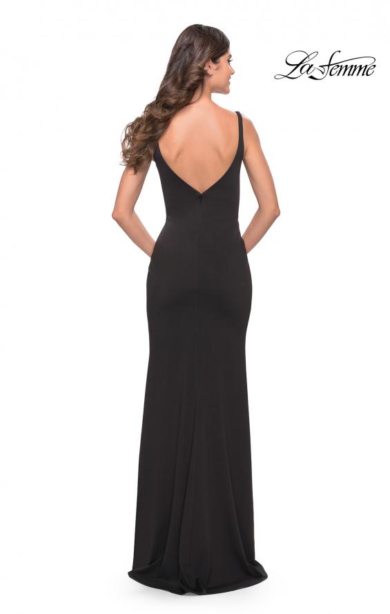 Picture of: Simple Chic Long Jersey Gown with Square Neckline in Black, Style: 31071, Back Picture
