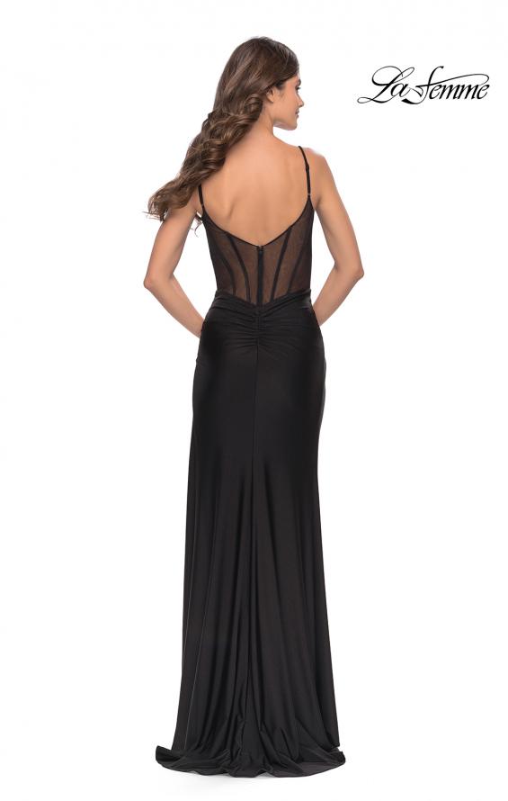 Picture of: Illusion Bodice Dress with Boning and Twist Detail in Black, Style: 31229, Back Picture