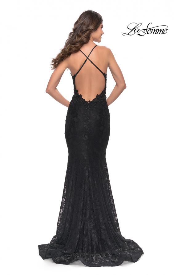 Picture of: Exquisite Mermaid Lace Gown with Beaded Sheer Bodice in Black, Style: 31265, Back Picture