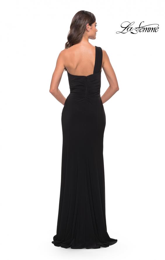 Picture of: Chic One Shoulder Jersey Dress with Cut Out in Black, Style: 31357, Back Picture