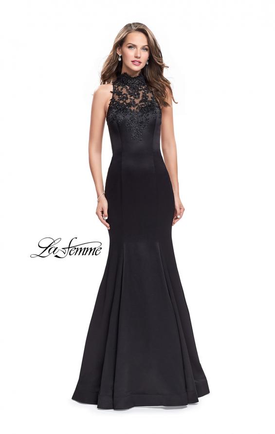 Picture of: Form Fitting Prom Dress with Denim Mermaid Skirt in Black, Style: 25792, Detail Picture 1