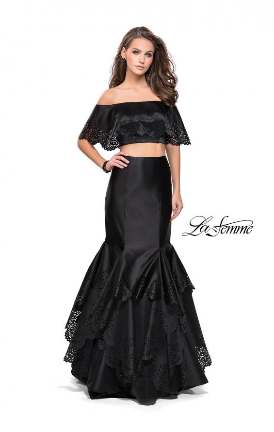 Picture of: Two Piece Off the Shoulder Prom Dress with Floral in Black, Style: 26193, Detail Picture 1