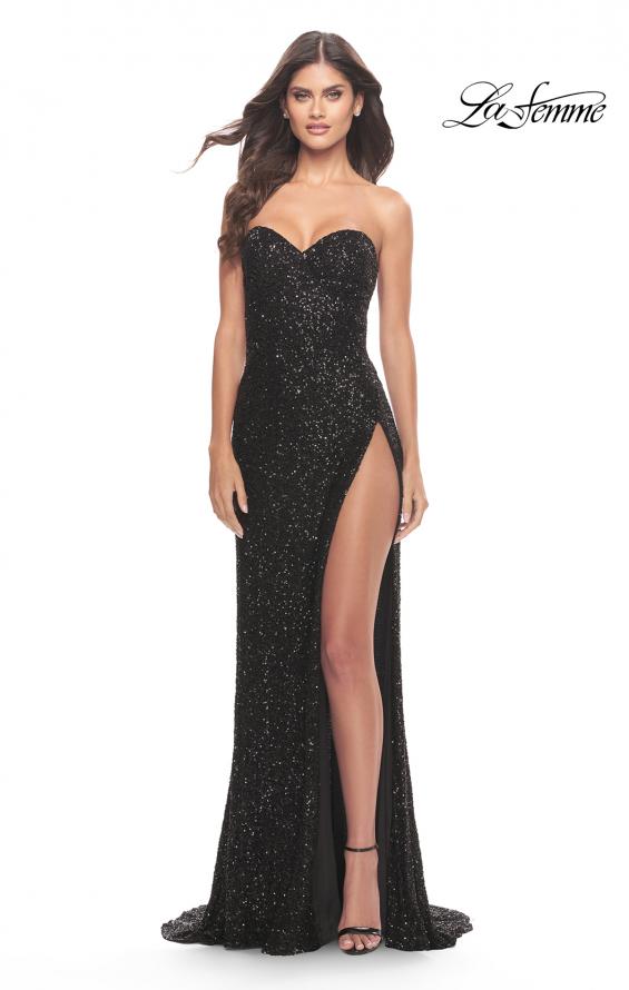 Picture of: Chic Beaded Lace Gown with Sweetheart Neckline in Black, Style: 31538, Detail Picture 1