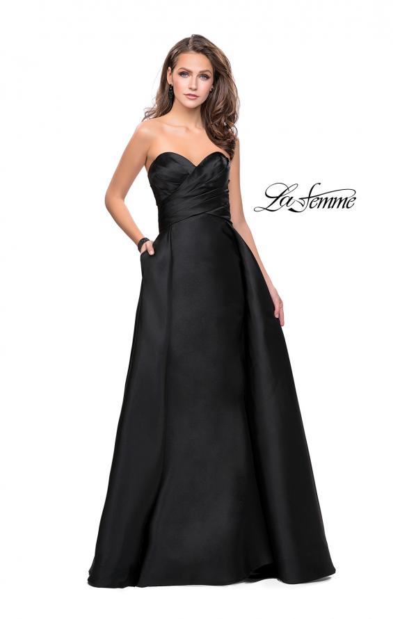 Picture of: Strapless A-line Prom Dress with Cape Skirt and Pockets in Black, Style: 25738, Detail Picture 2