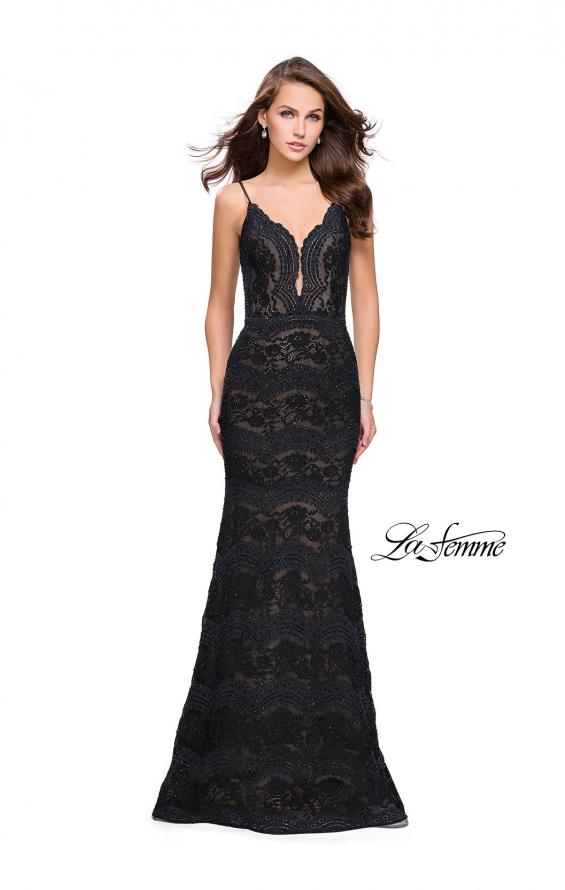 Picture of: Beaded Lace Prom Dress with Mermaid Skirt in Black, Style: 26106, Detail Picture 2