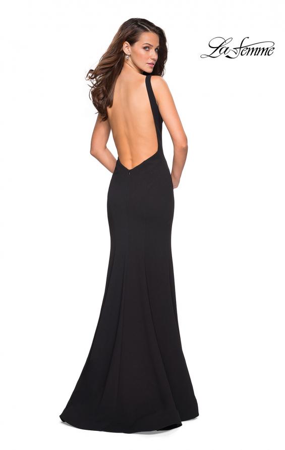 Picture of: High Neckline Jersey Prom Dress with Open Back in Black, Style: 27124, Detail Picture 2