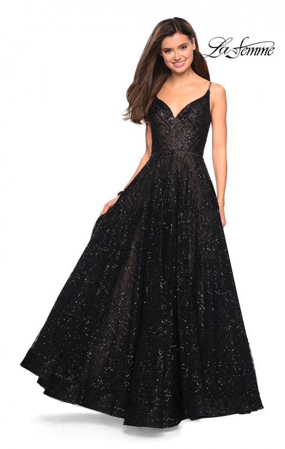 Picture of: Unique Sequin Prom Gown with Sweetheart Neckline in Black, Style: 27199, Detail Picture 2
