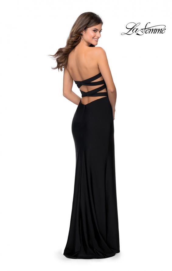 Picture of: Strapless Gown With Double Criss Cross Open Back in Black, Style: 28944, Detail Picture 2