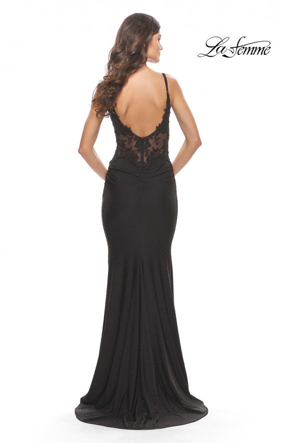 Picture of: Rhinestone Jersey Dress with Sheer Lace Back in Black, Style: 31341, Detail Picture 3