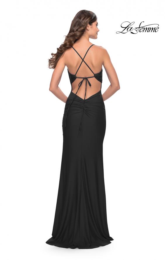 Picture of: Soft Jersey Dress with Knot Detail on Bust and Hip in Black, Style: 31516, Detail Picture 3