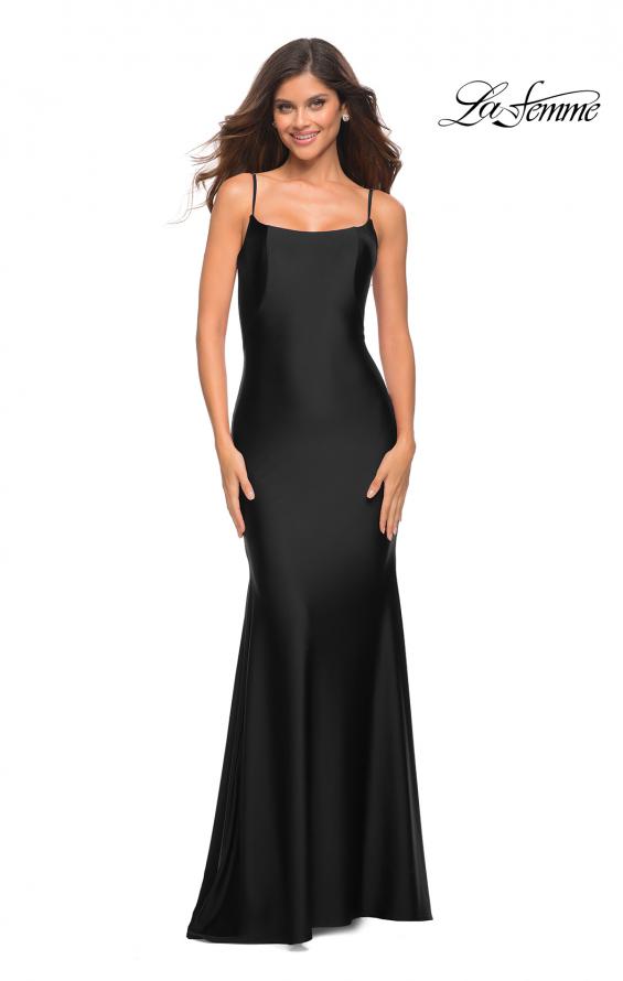 Picture of: Chic Luxe Jersey Gown with Train and V Back in Black, Style: 30458, Detail Picture 4