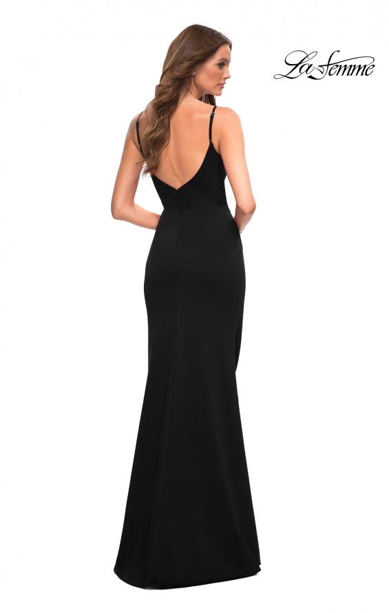 Picture of: Simple Thick Jersey Gown with High Skirt Slit in Black, Style: 30544, Detail Picture 4