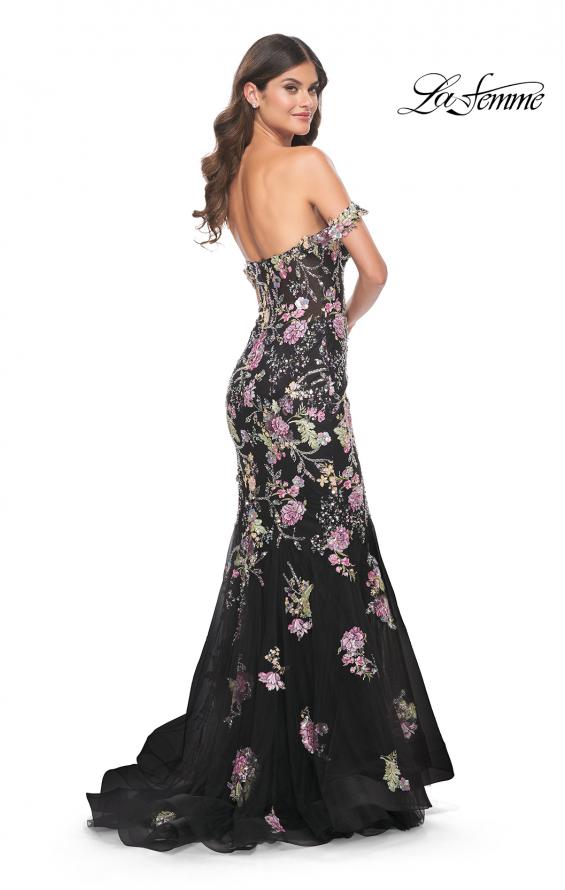 Picture of: Mermaid Prom Dress with Off the Shoulder Sleeve and Unique Sequin Lace in Black, Style: 32087, Detail Picture 4