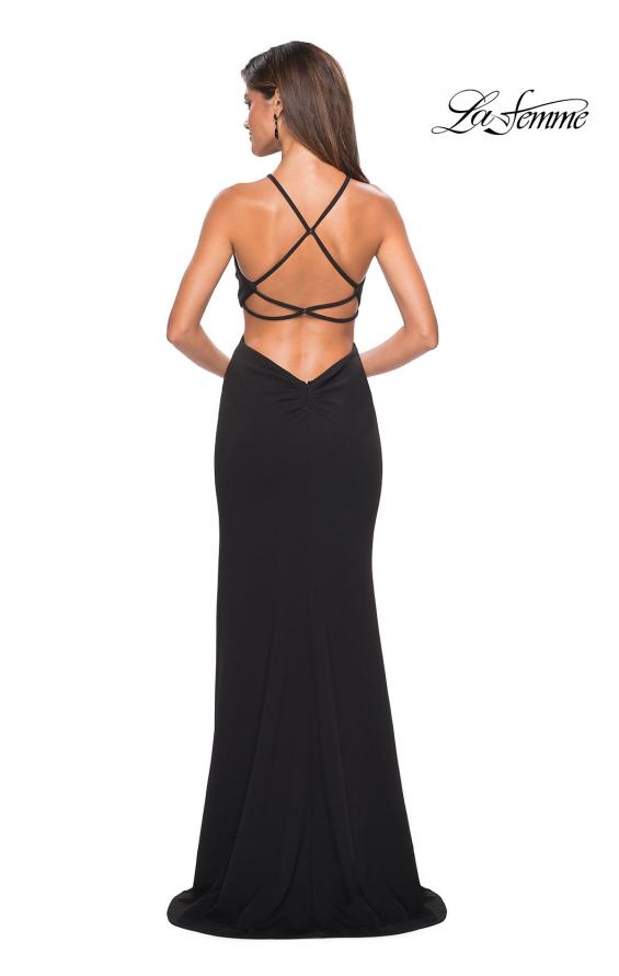 Picture of: Long Prom Dress with High Neck and Wrap Detail in Black, Style: 27070, Detail Picture 5