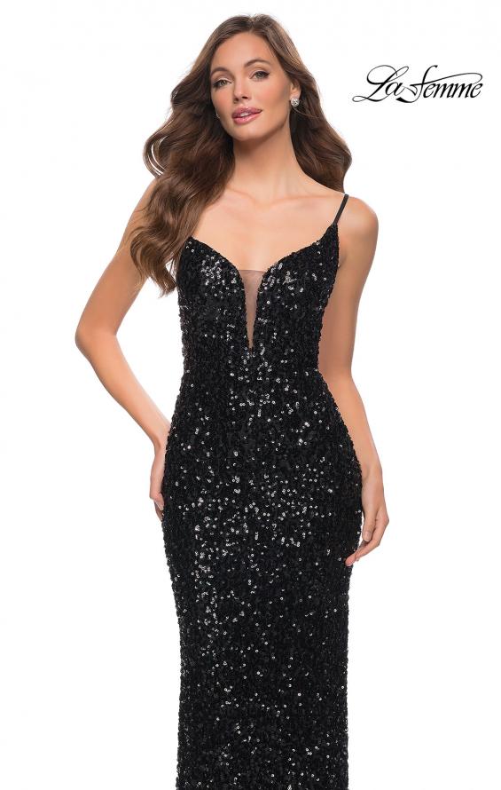 Picture of: Gorgeous Sequin Dress with V Neck and Open Back in Black, Style 29872, Detail Picture 5