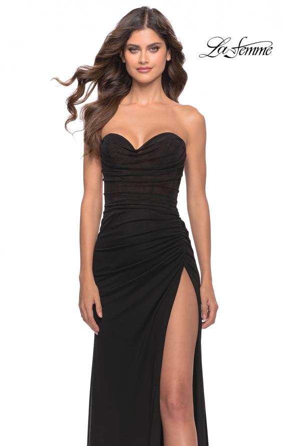 Picture of: Stunning Long Gown with Sheer Waist and High Slit in Black, Style: 31058, Detail Picture 5