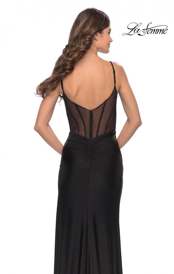 Picture of: Illusion Bodice Dress with Boning and Twist Detail in Black, Style: 31229, Detail Picture 5